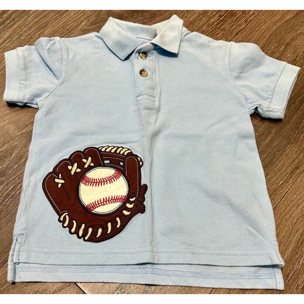 Falls Creek Baseball Polo Size 24 Months Baby Blue Glove Ball (855)